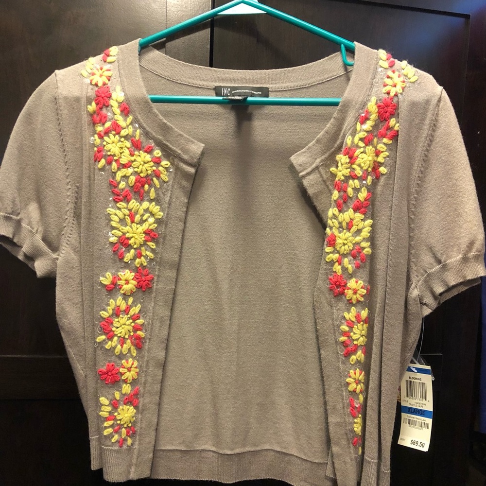 INC Tan Crop Cardigan